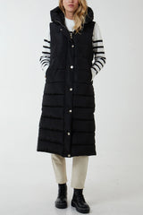 HORIZONTAL PADDED HOODED LONGLINE GILET