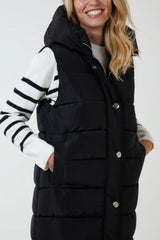 HORIZONTAL PADDED HOODED LONGLINE GILET