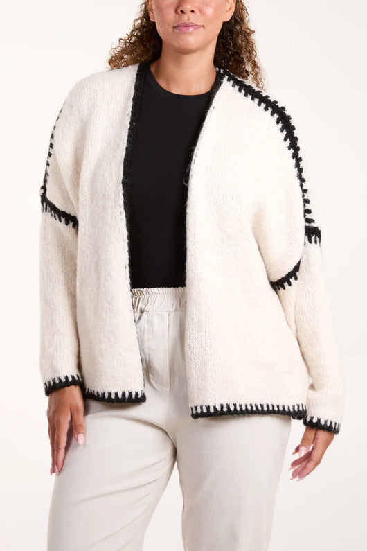Cream Contrast Stitch Cardi