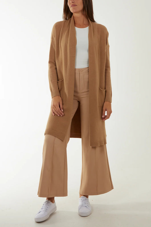 Camel Star Backed Long Cardigan