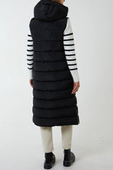 HORIZONTAL PADDED HOODED LONGLINE GILET