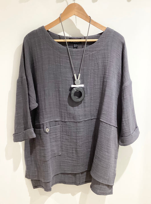 Grey linen Top From Saloos