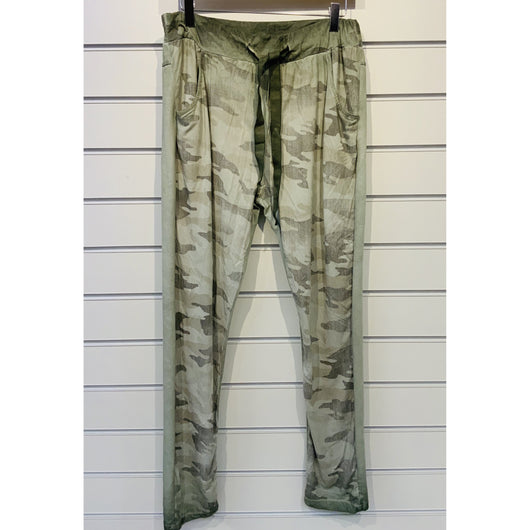 Khaki Camo Print Cotton Jogger Style Trousers