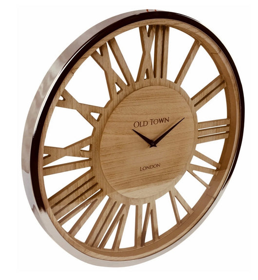 Wooden Face With Glass Front Clock