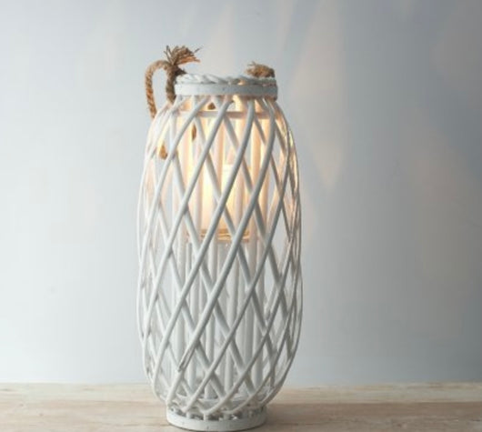 White wicker lantern 50cms