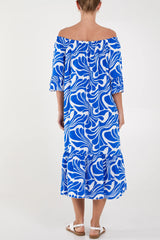 Royal Blue Swirl Print Dress