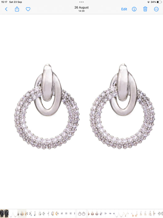 Silver &  Zirconia Circle Earrings