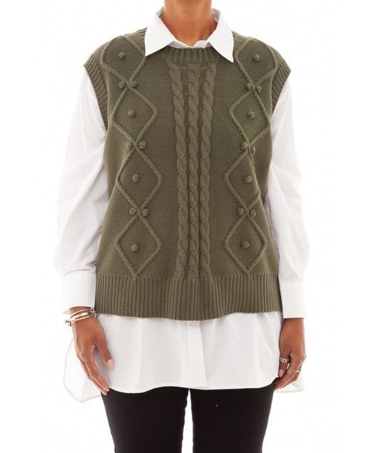 Kharki Cable Tank top