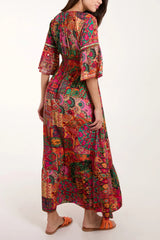 Orange Art Print Maxi Dress