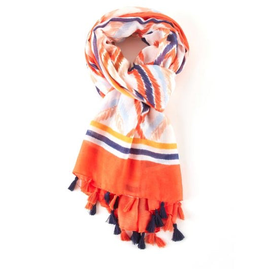 Orange Tassel Shapes Scarf