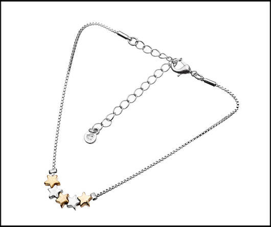 Silver & Gold Star Anklet