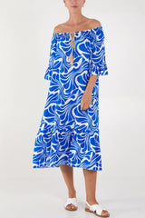 Royal Blue Swirl Print Dress