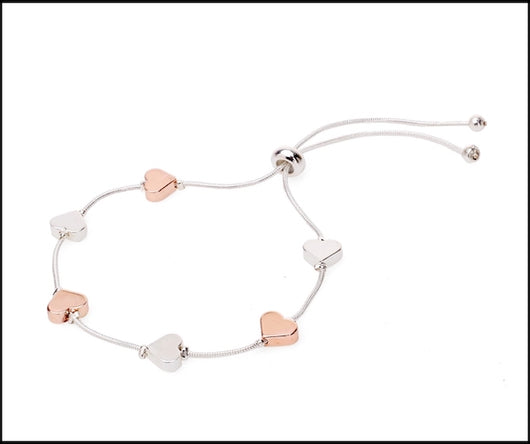 Silver & Rose Gold Heart Bracelet