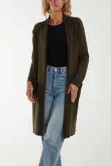 Khaki Star Backed Long Cardigan