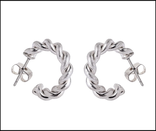 Silver Twisted Hoops