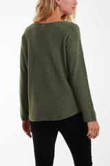 khaki Tound Neck Jumper
