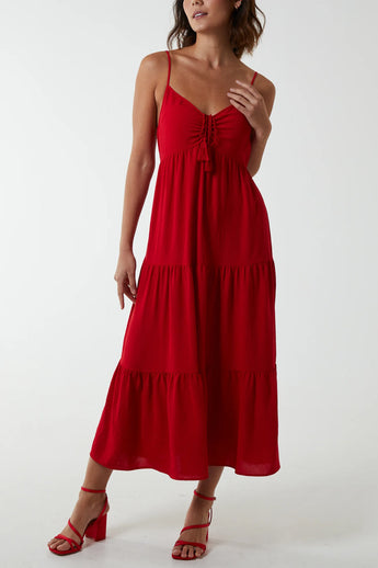 Red Cami Tassel Maxi Dress