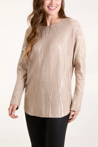 Beige Foil Print Jumper