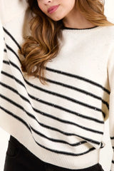 Cream Sequin Stripe Jumper