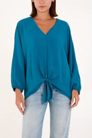 TealTie Front Blouse