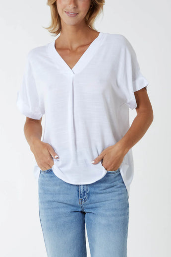 White V Neck Top
