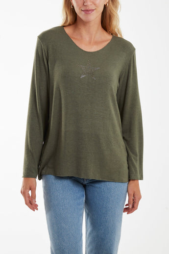 KARKI  DIAMANTE STAR LONG SLEEVE JUMPER