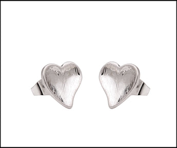 Silver ConCave Heart Studs