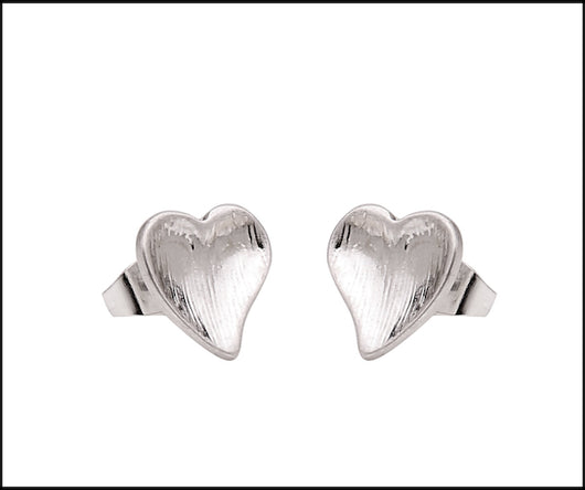 Silver ConCave Heart Studs