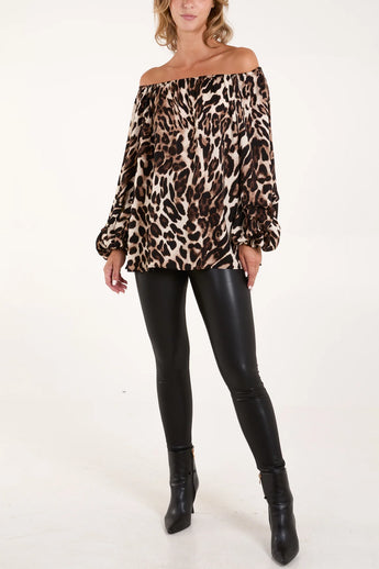 BARDOT LEOPARD PRINT BLOUSE