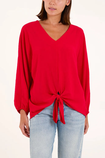 Red Tie Front Blouse