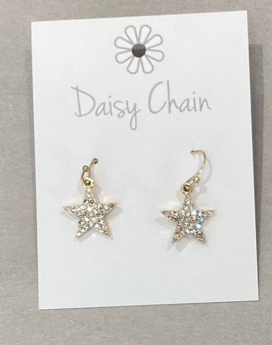 Gold Crystal Star Earrings