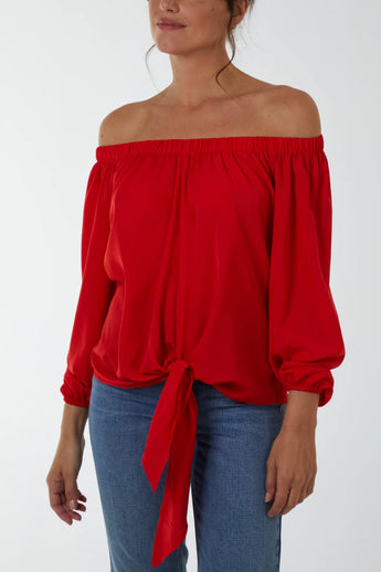 Red Bardot Top