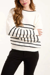 Cream Sequin Stripe Jumper