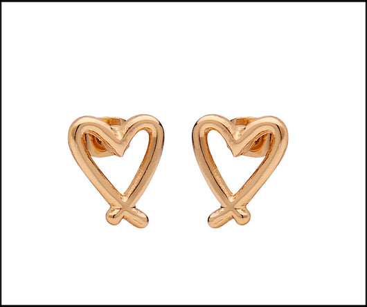 Gold Sketch Heart Earrings