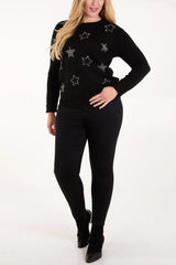 DIAMANTE STAR FINE KNIT JUMPER