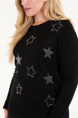DIAMANTE STAR FINE KNIT JUMPER