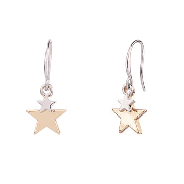 Silver &Gold Duo Star Earrings