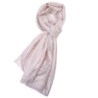 Cream Scarf With Rose Gold Triangles