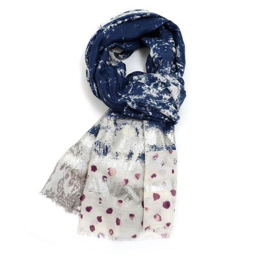 Blue Silver Paint Trail Scarf