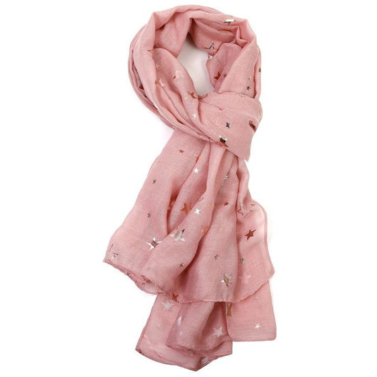 Blush Pink Scarf with Rose Gold Sketch Stars