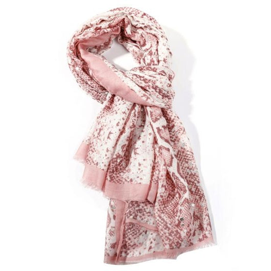 Pink Scarf With Silver Snake Print