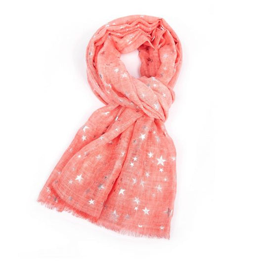 Coral Silver Star Scarf