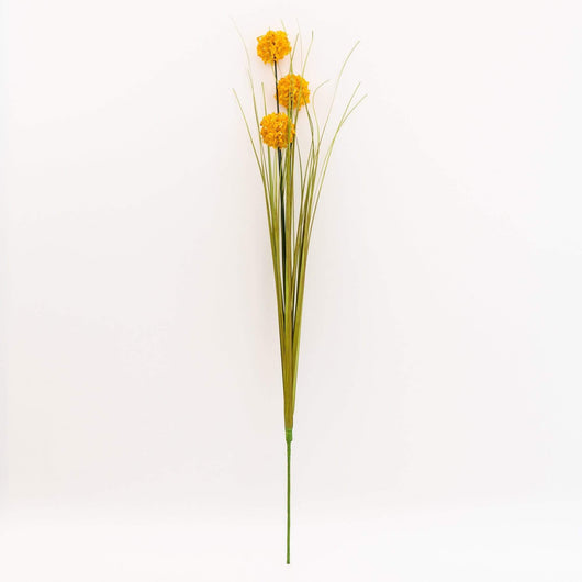 Single Stem Faux Grass With Yellow Billy Button Heads