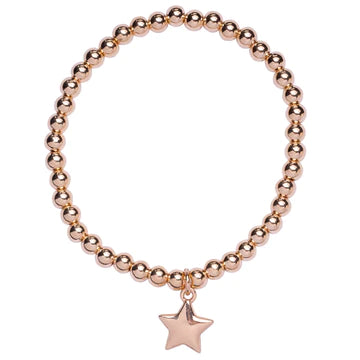 Gold Bead Bracelet With Star Charm