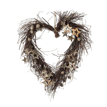 Twig Heart Wreath With Stars