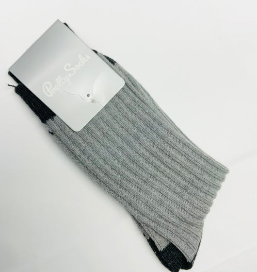 Two Tone Grey Ribbed Socks