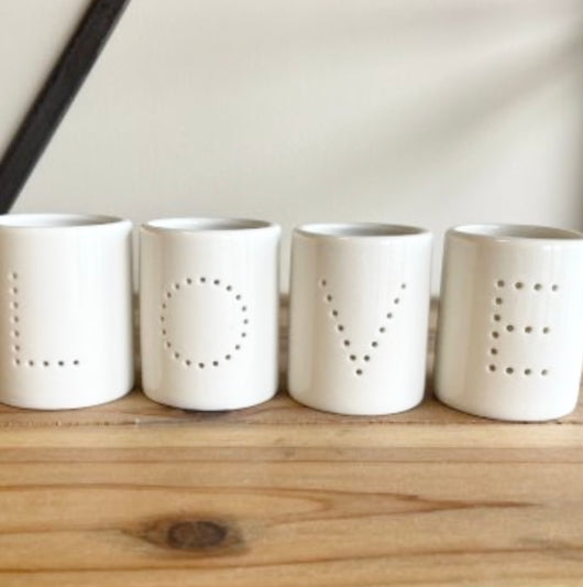 Set of Large 4 LOVE T-Light Holders