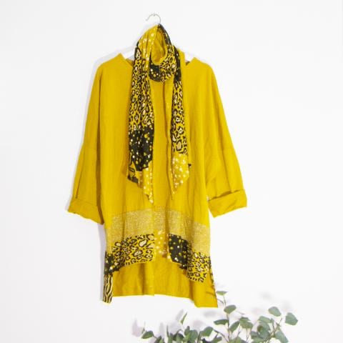 Mustard top with matching scarf