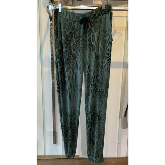 Teal leopard print joggers