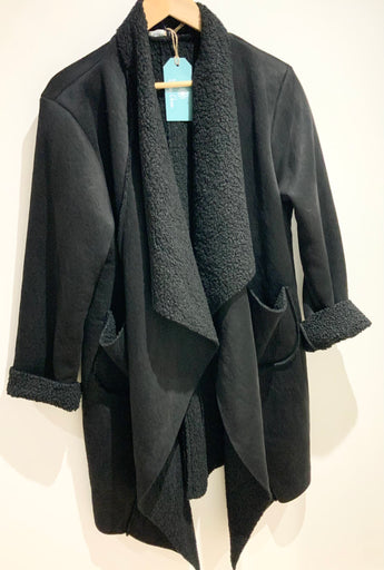 Black Faux Skin Coat